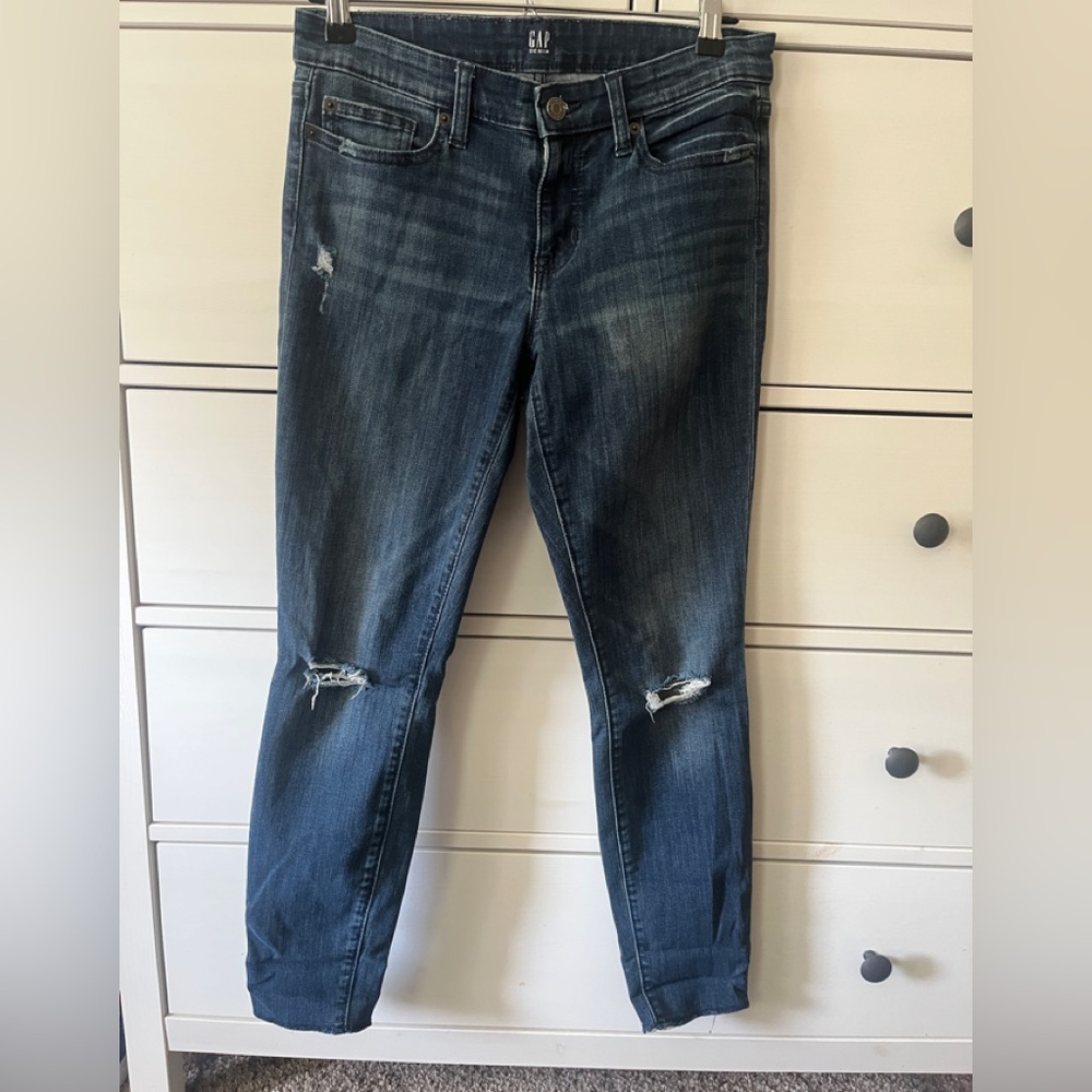 GAP Women's Dark Blue Distressed Denim Leggings Size 27R